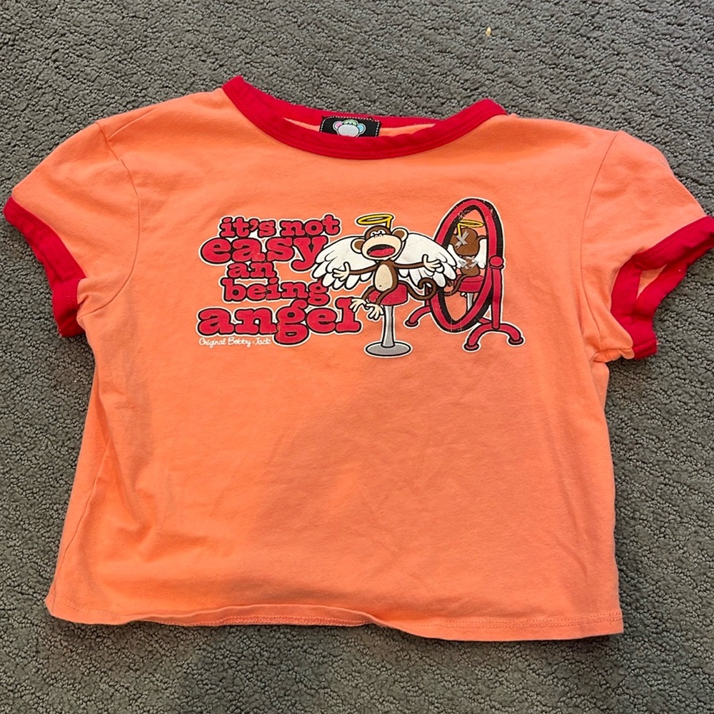 bobby jack y2k orange and red crop top